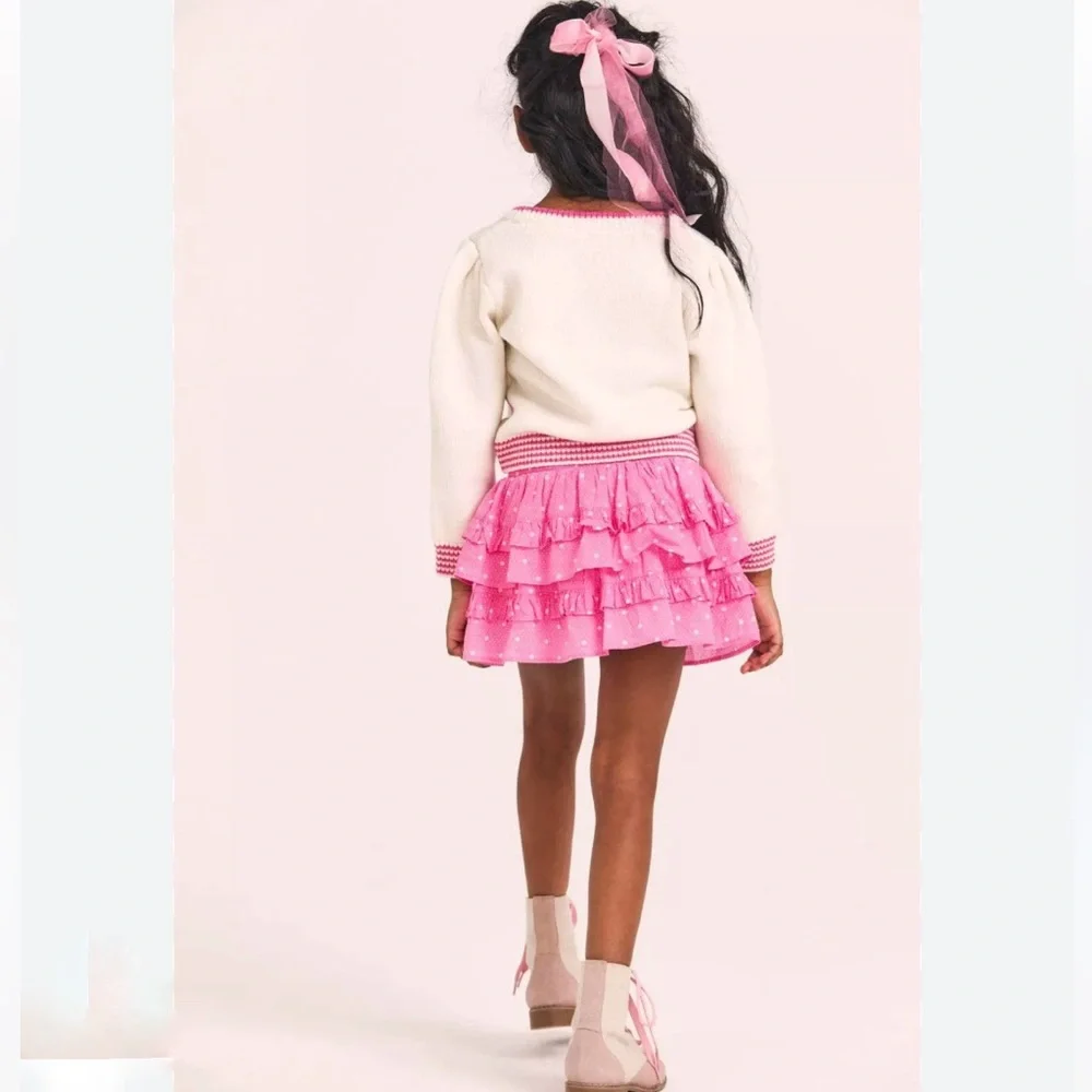 NWT LoveShackFancy Billie Skirt Hot Pink Cherry Size 5-6Y
